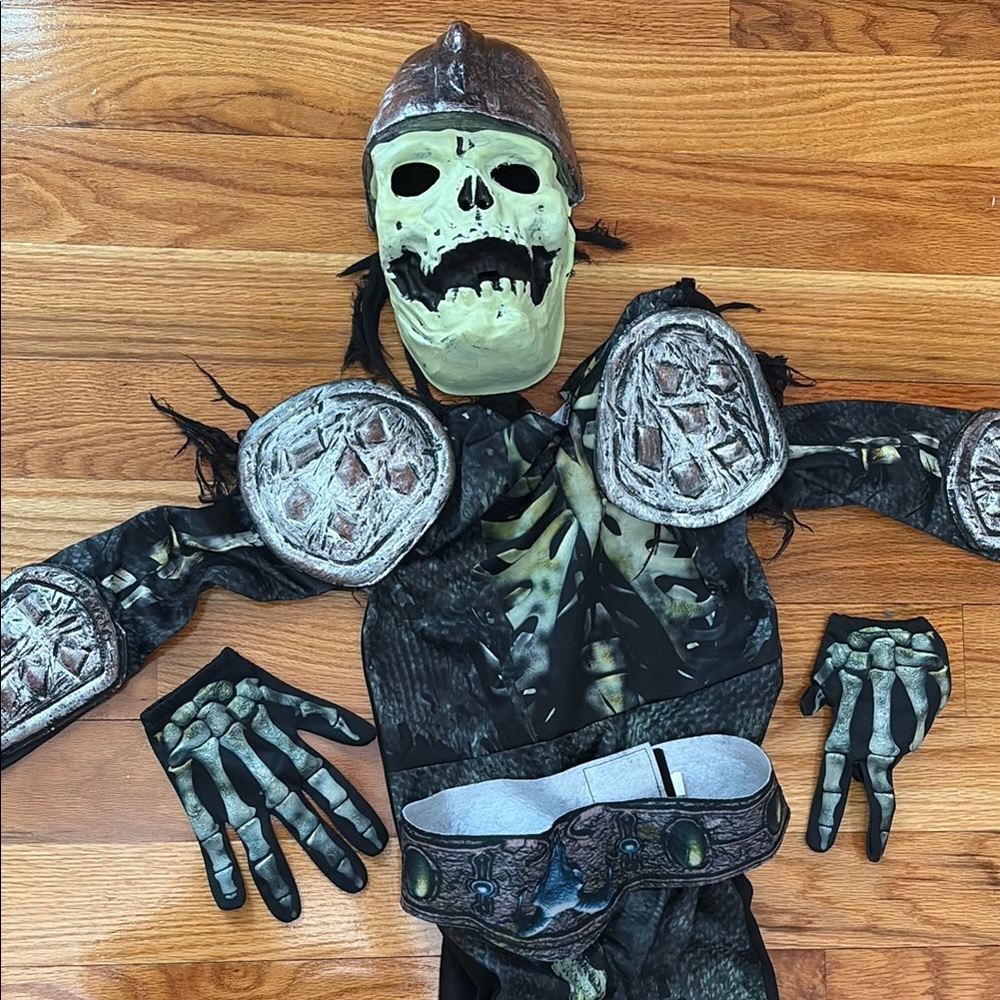 Kids Skeleton Warrior Costume - Black and Green